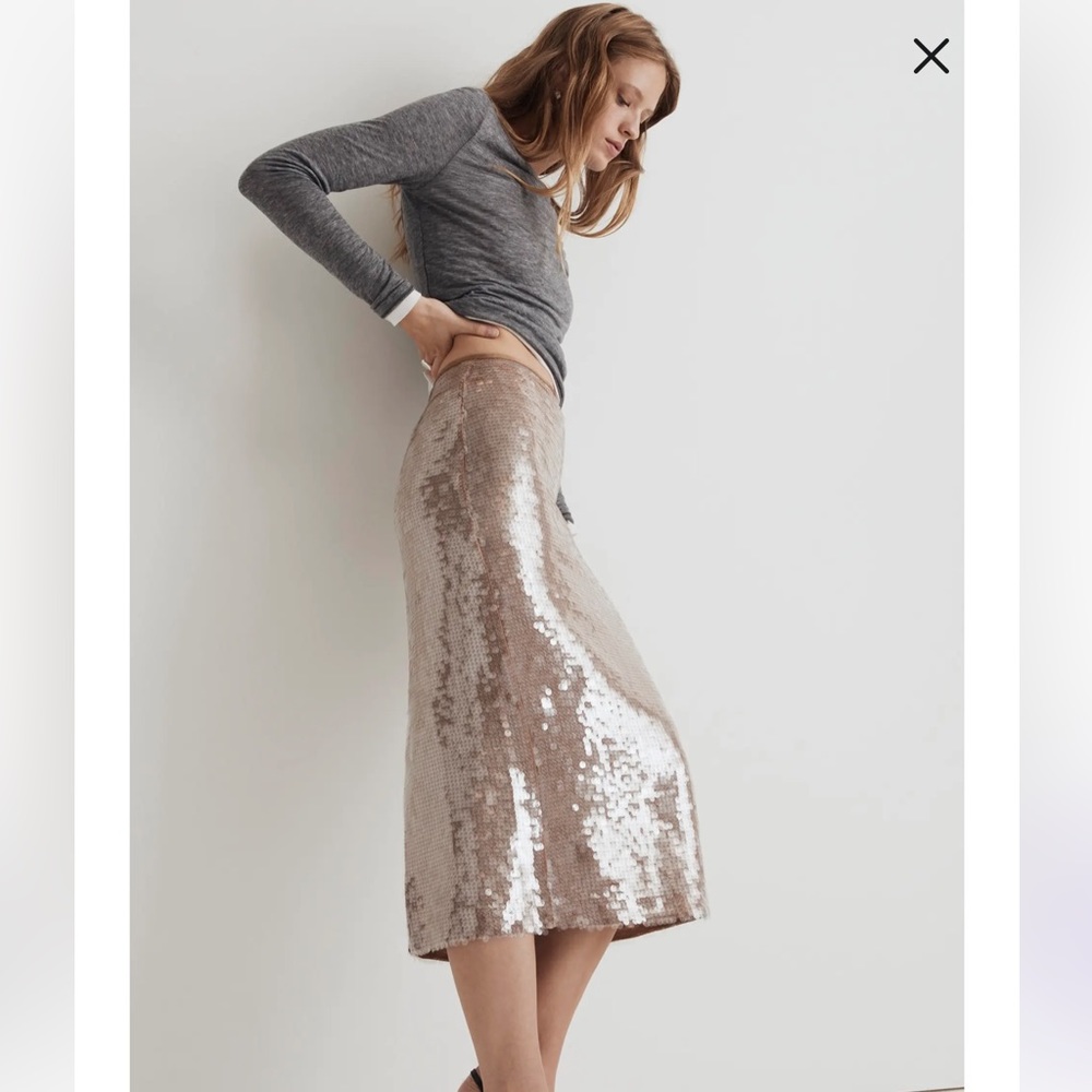 NWT Madewell Sequin Midi Skirt
